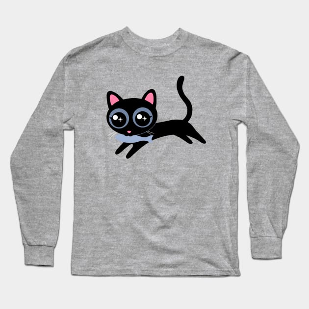 Cute Kitty Cat with Fish Long Sleeve T-Shirt by JayJayJackson